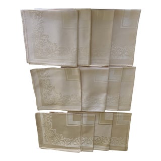 Mid 20th Century Vintage Pale Pink Damask Napkins - Set of 12 For Sale