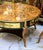 French French Louis XV Coffee Table – Oval Marquetry Wood Top With Gilded Gold Leaf Details & Cabriole Legs For Sale - Image 3 of 3