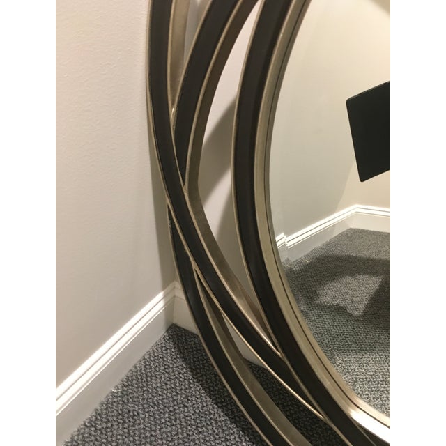 2000 - 2009 Classic Black/Gold Leaf Openwork Framed 48” Round Wall Mirror For Sale - Image 5 of 9