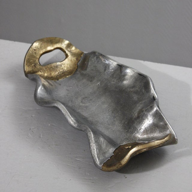 Sculptural Brutalist Fruit Bowl in Aluminium and Brass by David Marshall, 1980s For Sale - Image 10 of 10