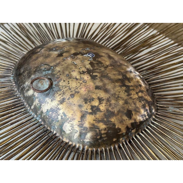 Emaus Talleres Mexico Benedictine Monks Hand Crafted Mid-Century Brass Sun Face Sculpture 31” For Sale - Image 11 of 12