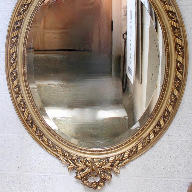 Large French Belle Époque Era Gilded Oval Mirror For Sale - Image 10 of 13