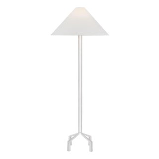 Marie Flanigan by Visual Comfort Signature Clifford Large Forged Floor Lamp in Plaster White with Linen Shade For Sale