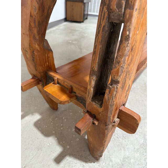 Vintage European Primitive Hand Carved Book Shelf With Mortise and Tenon Joints For Sale - Image 9 of 12