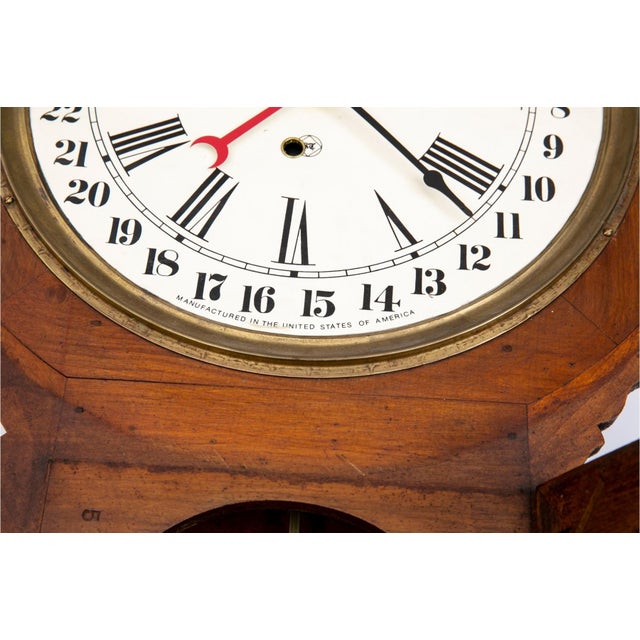 Traditional Antique Ingraham Dew Drop Calendar Wall Clock For Sale - Image 3 of 7