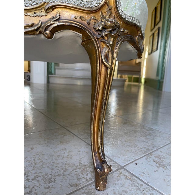 French Giltwood Marquise Armchair, 1900s For Sale - Image 9 of 14