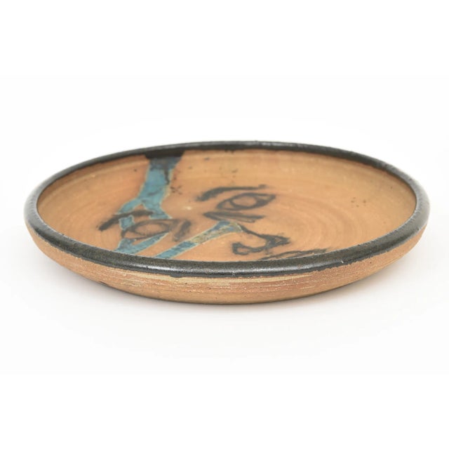 Vintage Ceramic Signed Face Sculpture Bowl Tan, Turquoise, Black For Sale In Miami - Image 6 of 10