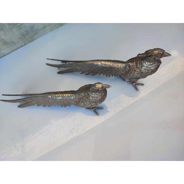 Silver Japanese Peacock Figurines, 1950s, Set of 2 For Sale - Image 8 of 9