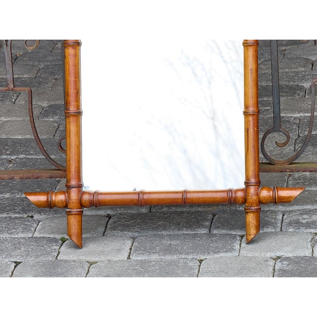 Brown French Faux Bamboo Wall Mirror with Turned Wood Frame, circa 1900 For Sale - Image 8 of 12
