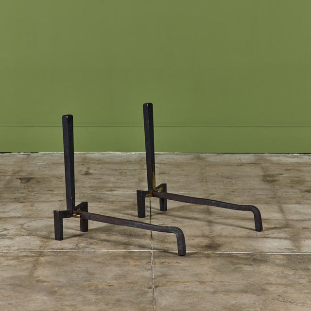 Eliel Saarinen Pair of Brass Andirons by Saarinen Swanson Group For Sale - Image 4 of 11