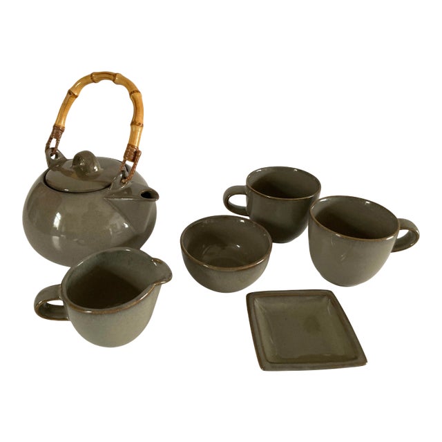 Forelife Tea Set Ceramic Deep Moss Green For Sale