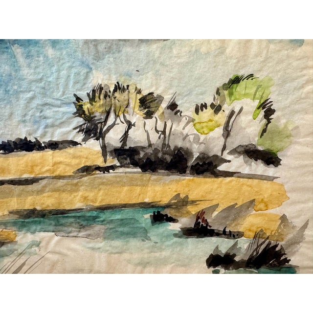 Rustic Henry Emil Salloch Original Watercolor on Paper Vibrant, Natural Wetland, 1971. For Sale - Image 3 of 8