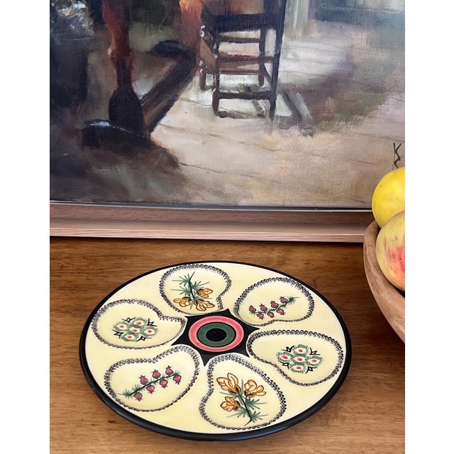 Henriot Quimper Mid Century Quimper French Oyster Plate For Sale - Image 4 of 8