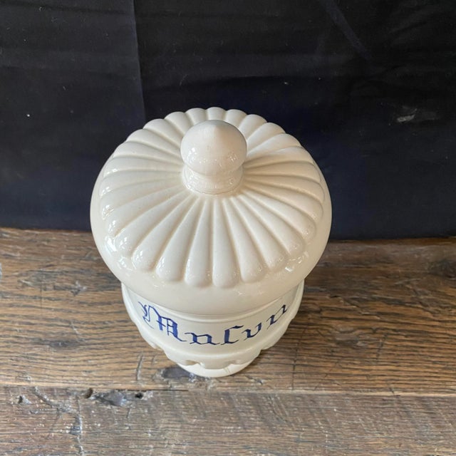 Antique Italian Apothecary Jar Venetian Malva Porcelain Urn Large For Sale - Image 4 of 14