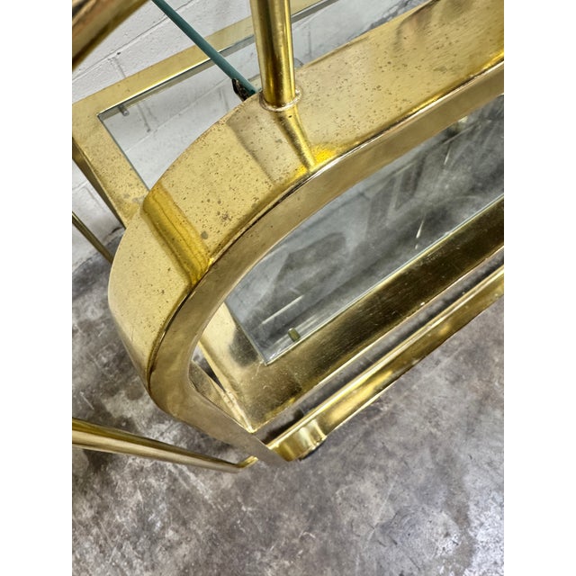 1970s Milo Style Brass Bar Cart For Sale - Image 4 of 12