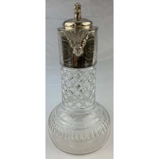 1950s 1950s Silverplate Etched Crystal Water Pitcher For Sale - Image 5 of 10