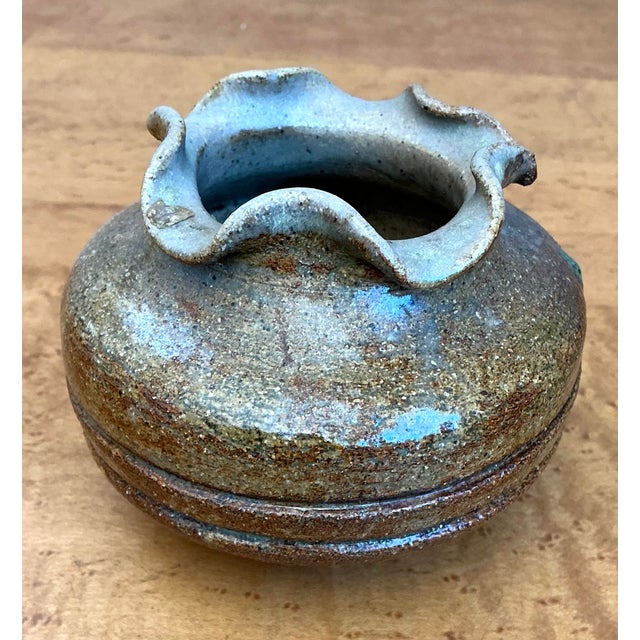 Late 20th Century Vintage Original Studio Pottery Ruffle Vase For Sale - Image 5 of 12