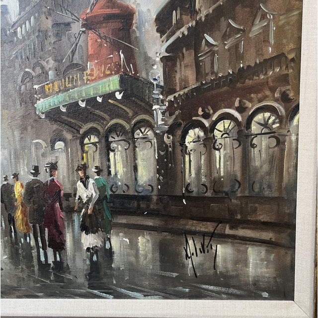 Late 20th Century Antonio Devity Paris Street Scene Oil Painting Framed & Signed Art Impressionism Traditional 1800s Cityscape For Sale - Image 4 of 13