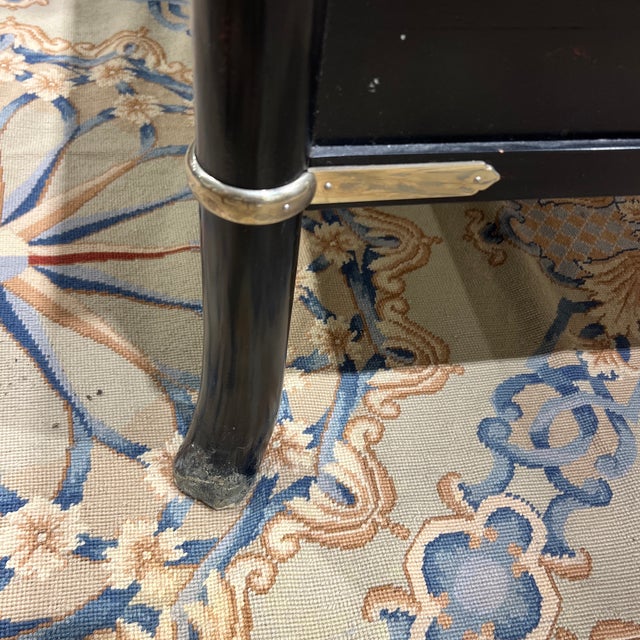 Black Baker Furniture Japanned Black Lacquered Coffee Table With Nickel Accents For Sale - Image 8 of 10