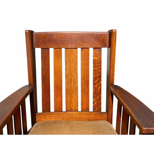 Stickley Brothers Antique Arts & Crafts Mission Oak Chair Stickley Brothers Quaint Furniture For Sale - Image 4 of 12