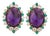 Vintage Diamond Amethyst Turquoise 18k Yellow Gold Cluster Earrings, A Pair For Sale