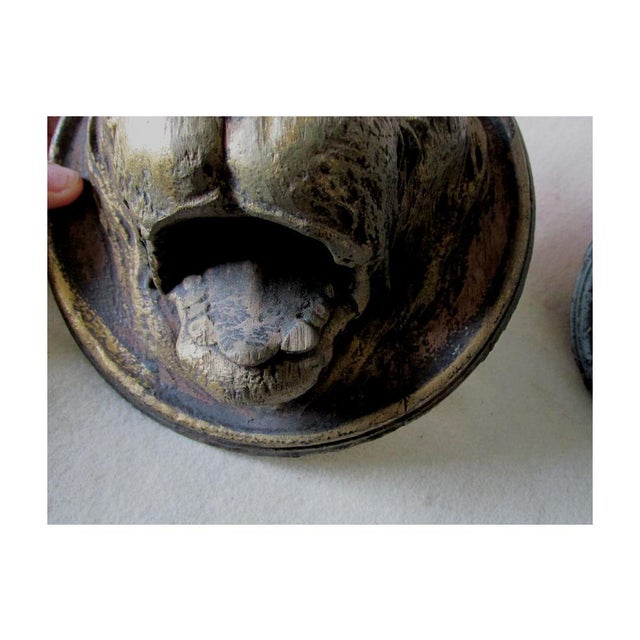 Gothic Antique 19thC Carved Architectural Lion Medallions, Gothic Plaques For Sale - Image 3 of 16