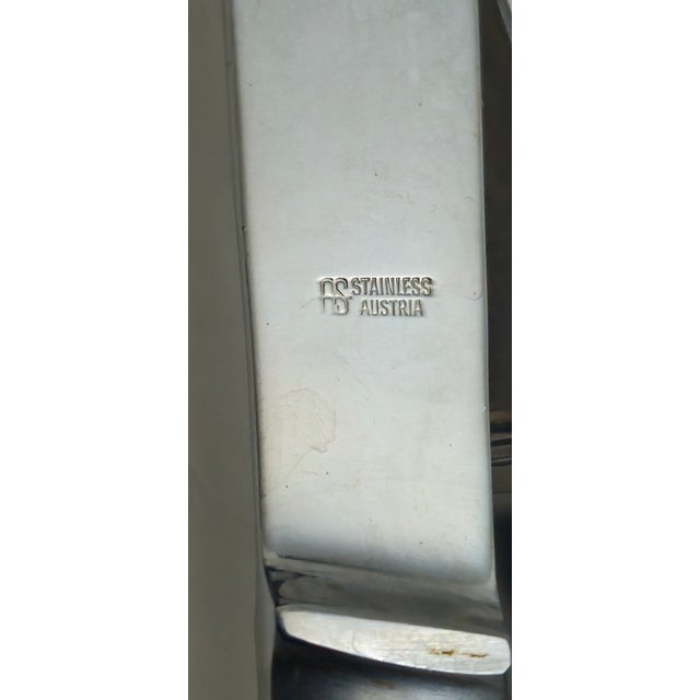 1960s a S Arthur Salm Austria Carving Knife, Serving Fork and Spoon Set, in Brushed Satin Stainless Steel For Sale - Image 10 of 11