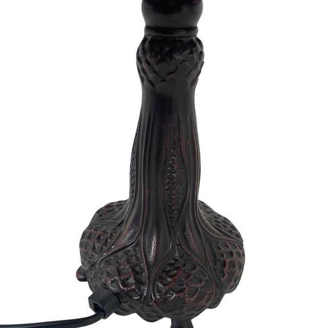 Tiffany Style Table Lamp with Stained Glass Shade and Decorative Base, 1980s For Sale - Image 4 of 6