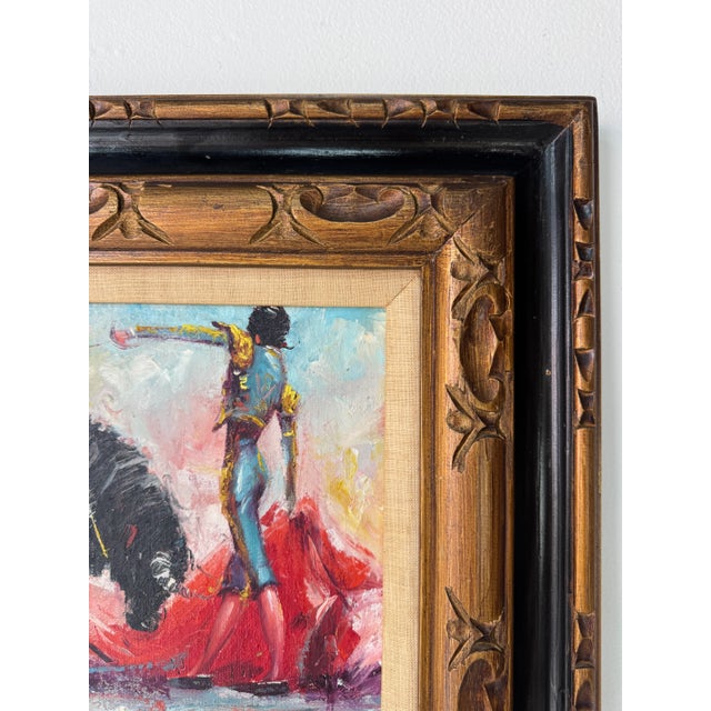 1980’s Vintage “William” Spanish Bullfight Oil Painting on Canvas – Framed For Sale In Miami - Image 6 of 10