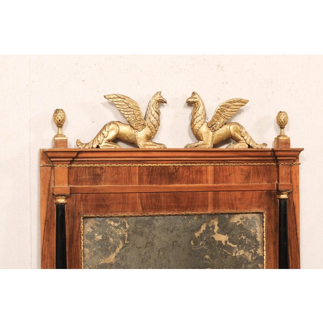 French Early 19th Century French Heavily Antiqued Mirror W/Griffins For Sale - Image 3 of 12