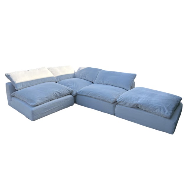 Restoration Hardware Cloud® Modular 4-Piece Armless Sectional – Classic Depth in White For Sale - Image 11 of 12