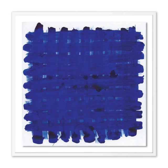 Contemporary Cobalt Weaving by Gold Rush Art, Art Print in White Frame, Large For Sale - Image 3 of 3