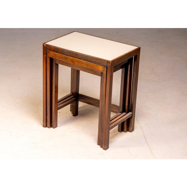 1940s 20th Century Art Deco Nesting Tables, Czechoslovakia, 1940, Set of 3 For Sale - Image 5 of 6