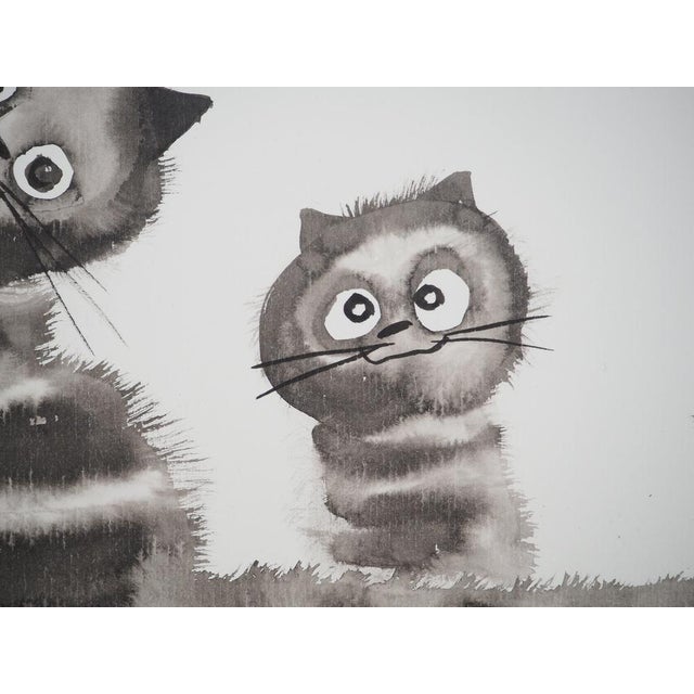 Laszlo Tibay, Maman chat et son chaton, Ink & Wash Drawing For Sale - Image 4 of 7