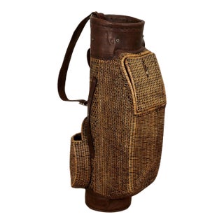 Vintage British Colonial Style Wicker Golf Bag For Sale