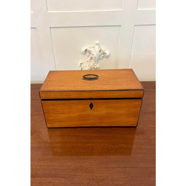 Antique Georgian Satinwood Tea Caddy Box with Glass Bowl and Mixing Stick, 1780 For Sale - Image 9 of 9