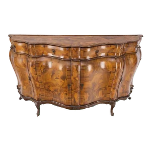 Large Olive Burl Wood Patches Veneer Bombay Dresser Sideboard Credenza Dresser