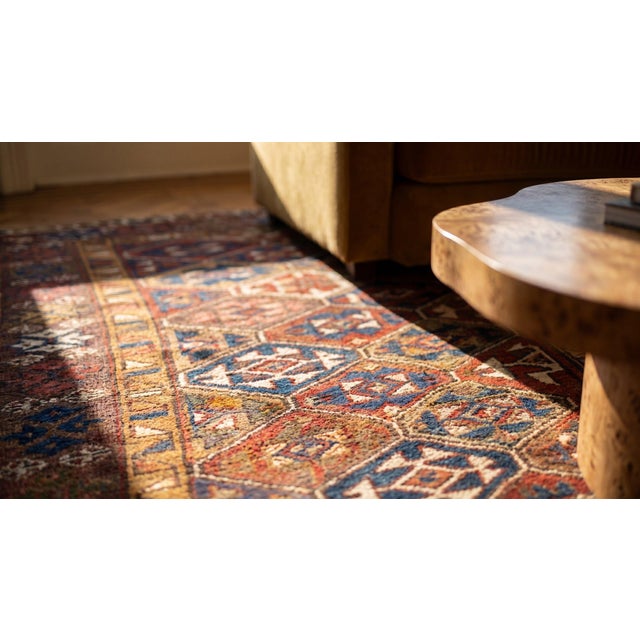 Brown 1900s Multicolor Geometric Tribal Antique Nw Persian Rug 4'0" X 8'0" Handknotted Wool Carpet For Sale - Image 8 of 8