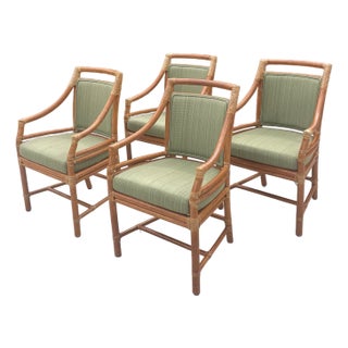 McGuire Target Back Dining Armchairs, a Set of 4 For Sale