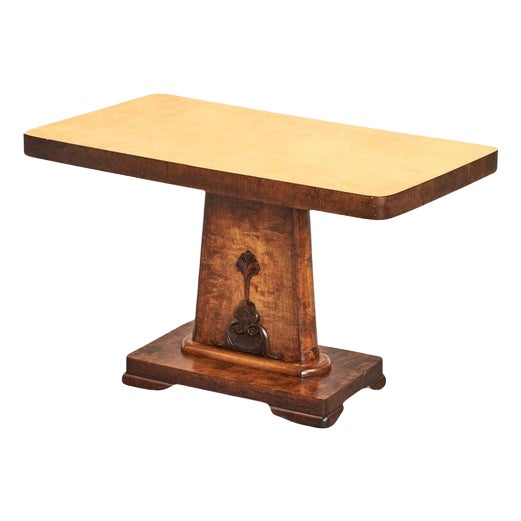 Art Deco Swedish Tiger Stripe Pedestal Table in Golden Birch, 1920s For Sale