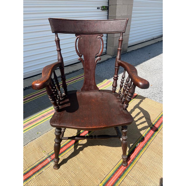 Antique American Oak Carved Armchair by Hubbard & Eldridge Co, Circa 1900’s For Sale - Image 4 of 12