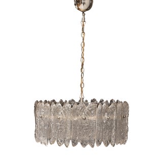 Vintage Swedish Ice Sculpted Crystal Glass Pendant by Carl Fagerlund for Orrefors, 1960 For Sale