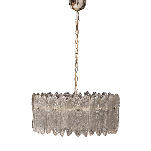 Vintage Swedish Ice Sculpted Crystal Glass Pendant by Carl Fagerlund for Orrefors, 1960 For Sale