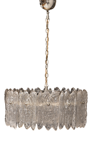 Vintage Swedish Ice Sculpted Crystal Glass Pendant by Carl Fagerlund for Orrefors, 1960