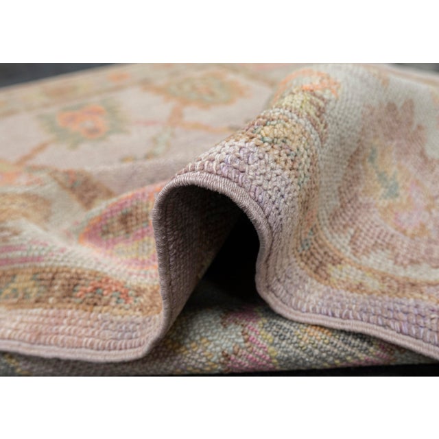 Turkish Oushak Rug Soft Lilac & Earthy Tones Handwoven Wool Rug 4'1" X 6' This beautiful Turkish Oushak rug is...