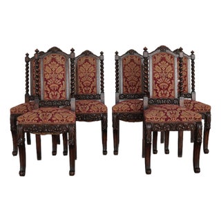 Vintage Spanish Revival Barley Twist Dining Chairs (Set of 6) For Sale