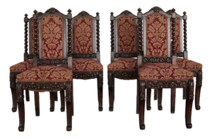 Vintage Spanish Revival Barley Twist Dining Chairs (Set of 6)