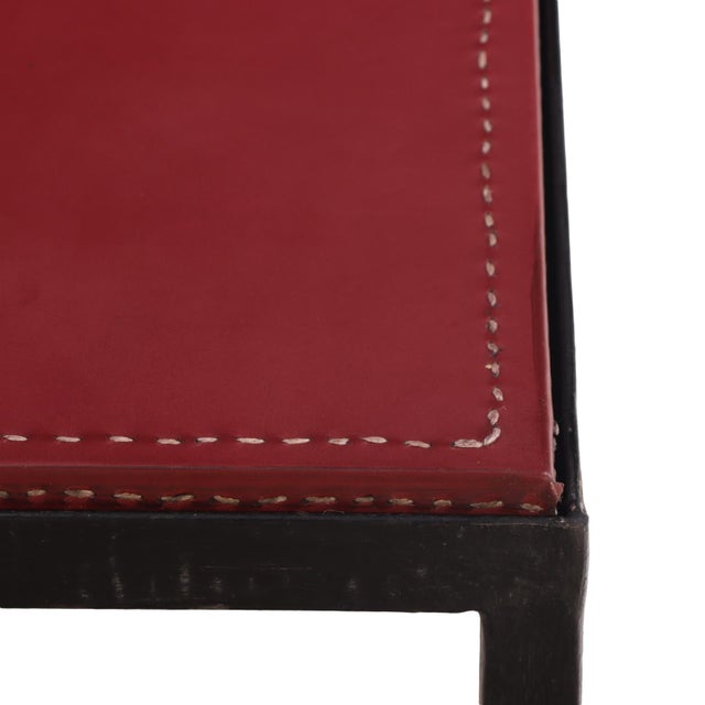 Iron and Leather Side Table in the Manner of Jean-Michel Frank, Contemporary For Sale In Philadelphia - Image 6 of 6