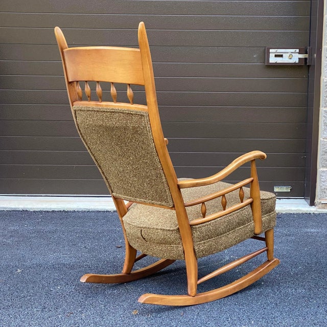Paolo Buffa Mid-Century Modern Maple High Back Rocking Chair For Sale - Image 4 of 13