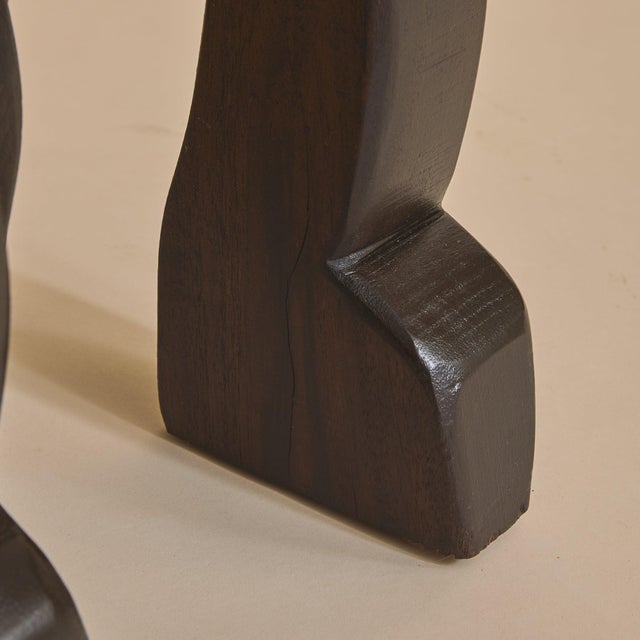 French Brutalist Ebonized Wood Side Table, 1960s For Sale - Image 13 of 13